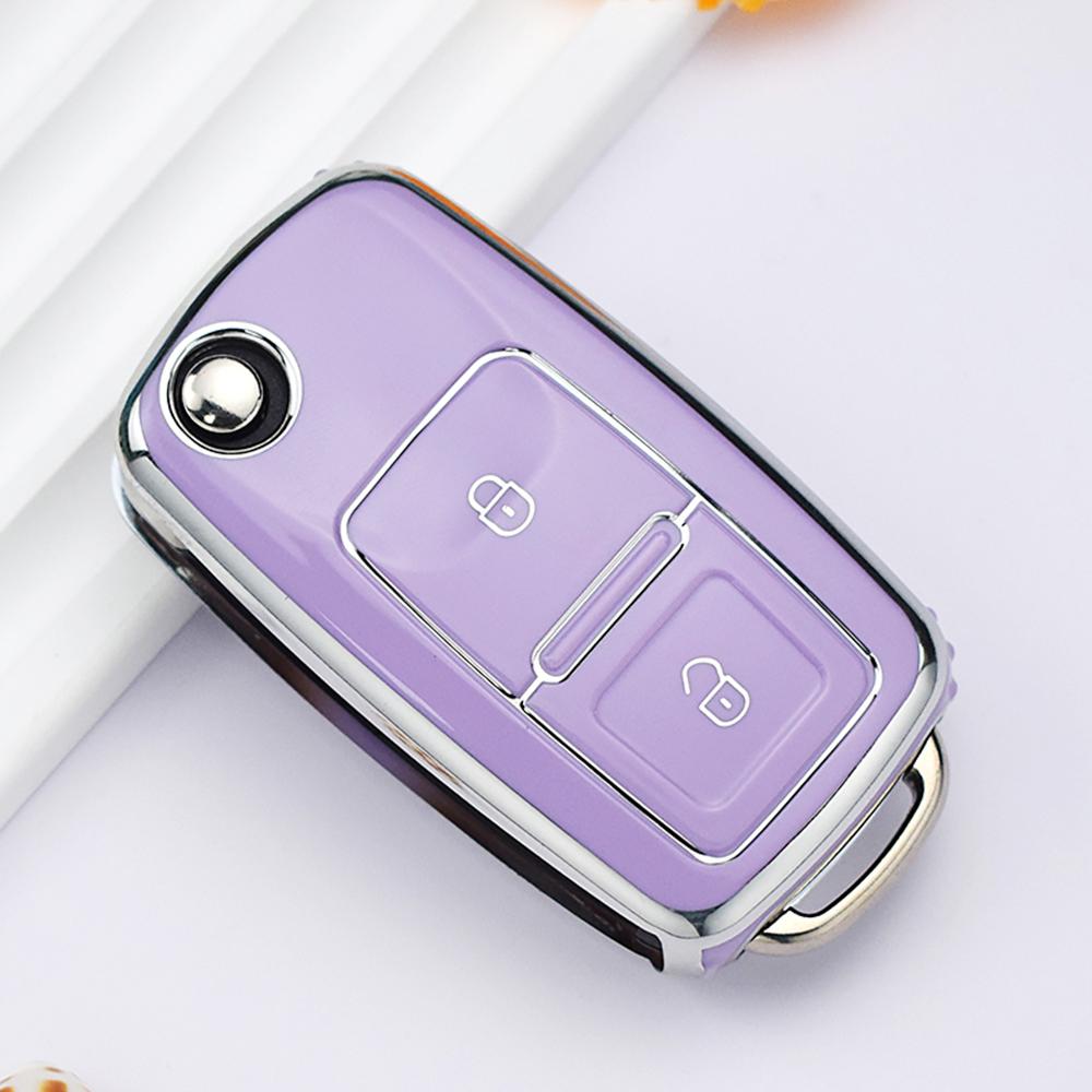2 Buttons TPU Folding Remote Key Fob Case Shell For Volkswagen VW Skoda Golf Passat Polo Jetta Touran Bora Sharan Protector Fob