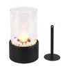 Glass Desktop Alcohol Fireplace Lamp Indoor Outdoor Real Fire Stainless Steel Round Bar Ambience