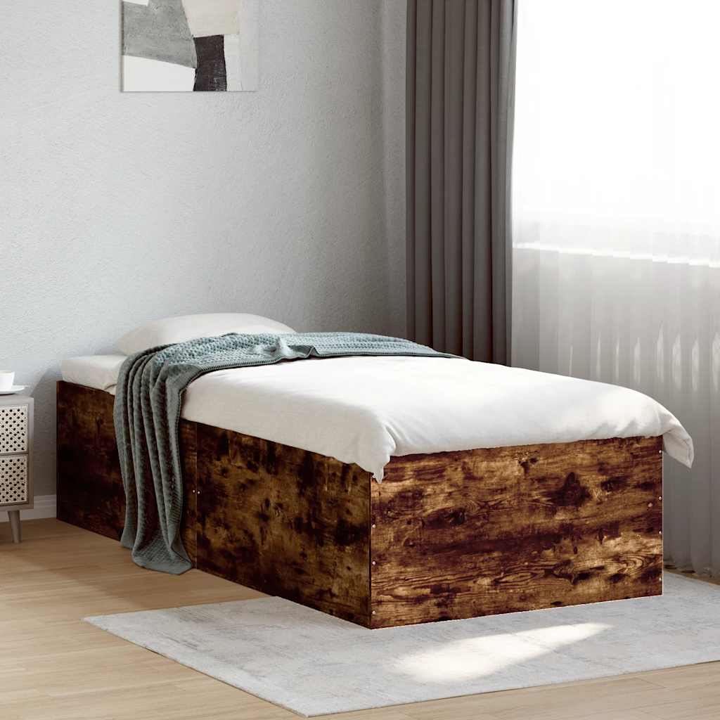 Bed Frame Smoked Oak 90 x 190 cm Engineered Wood
