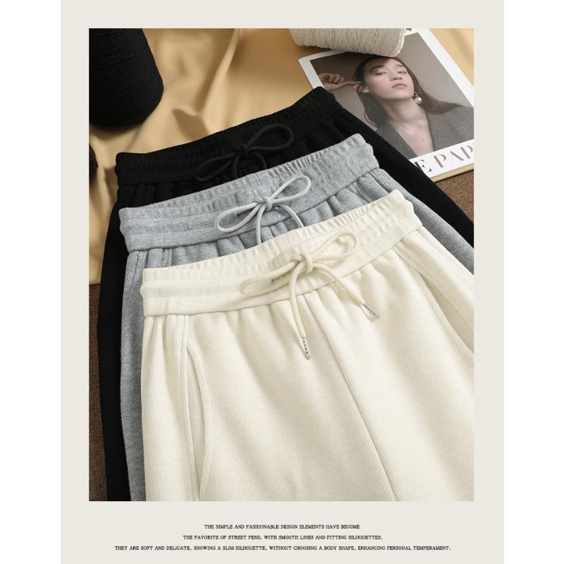 DIMANAF 2025 Autumn Winter Plus Size Women Pants Knitted Lady Long Pants Oversized Loose Casual Bottoms Thick