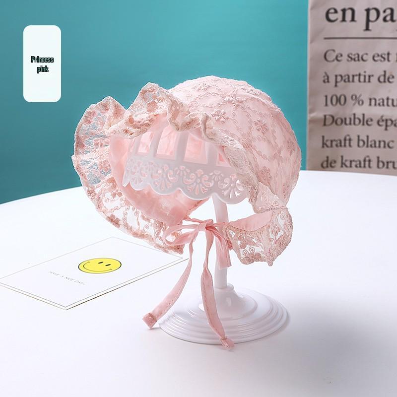 Krajkový princeznovský klobouček pro holčičku: Dekorativní fetální čepička pro 100denní fotografie, jarní/letní elegance