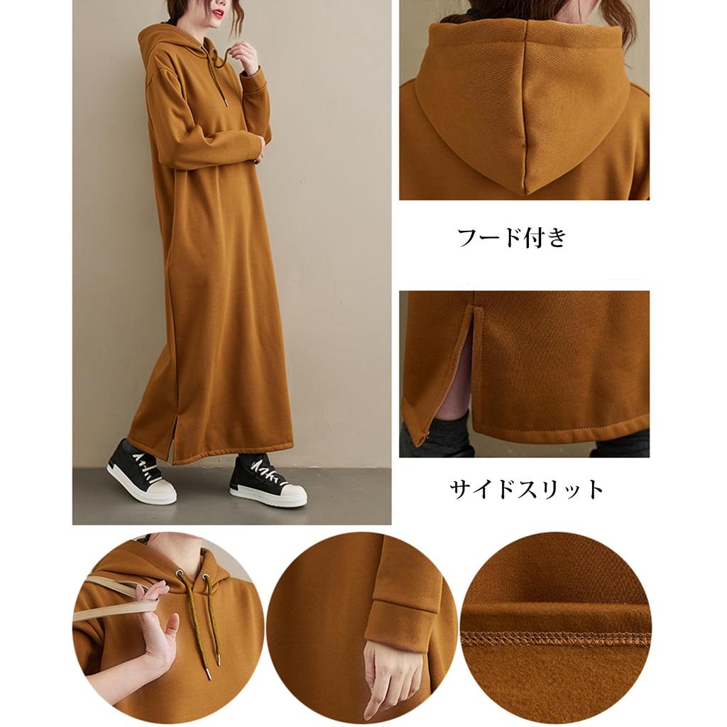 Hoodie Long Maxi Solid with Hooded Loose Casual Everyday [OGCPWYQZ] Women's Fleece-Lined Dress, Sleeves, Length, Color, Pockets, Sweatshirt,