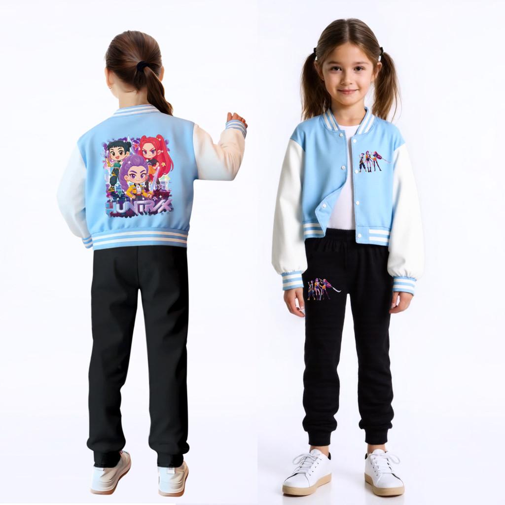 Kinder Mädchen Anime Cartoon POP Sängerin Super Star Rumi Zoey Mira Bedruckte Lässige Langarm Baseballjacke Mantel