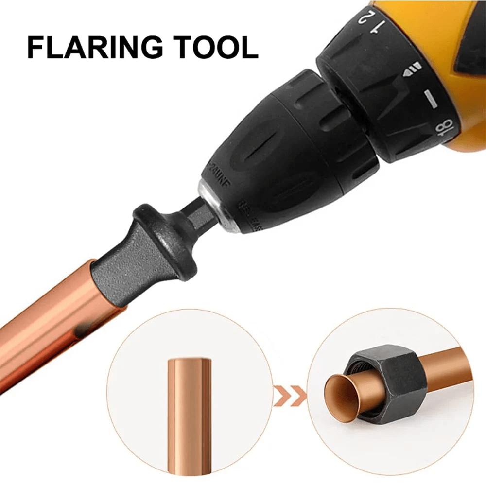 5Pcs Tube Pipe Expander Hexagonal Handle Metal Copper Pipe Takeover Tool Air Conditioner Repair Electric Drill Bit Flaring Tool