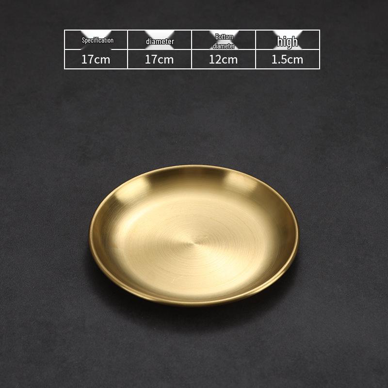 304 Stainless Steel Gold Korean BBQ & Dessert Plate, Flat-Bottom Fruit Tray