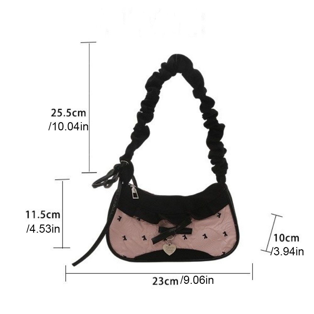 Korean Style Bow Shoulder Bag Pink Crossbody Bag Sweet Underarm Handbag Outdoor