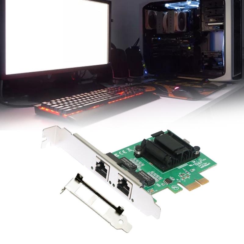 2-Port Slot PCIEX4 RJ45 Interface kCard PCIExpress Adapter Card 10/100/1000Mb