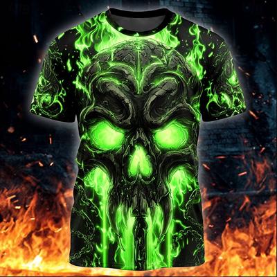 Schädel Herren Schädel T-Shirt Kurzarm T-Shirt 3D Druck Rundhals Shirt Gothic Straße Lässig Täglich Sommer Frühling Alle Jahreszeiten Kleidung Bekleidung