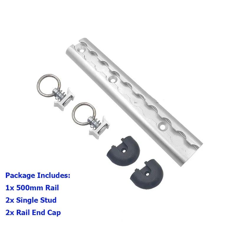 1set RV 19.7inch Aluminum L Track Rail with 2pcs Single Stud Fittings End Caps L Track Tie Down for Enclosed Trailer Trucks Vans
