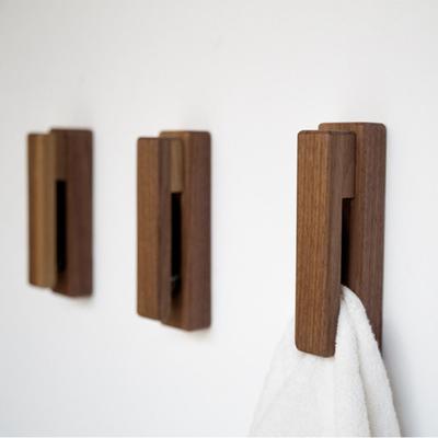 Accessories Wood Wooden Hook Strong Adhesive Punch Free Wood Wall Hook Door Hanger Coat Peg Key Decor Holder Kitchen