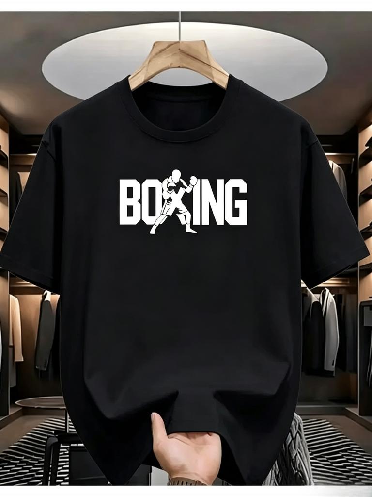 Boxing Fighter T Shirt Unisex Unisex Boxer Figure Font Boxing Lover Gym Workout Print Short Sleeve Cotton Street Tops