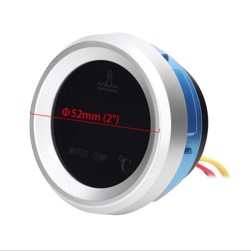 52mm Wassertemperaturanzeige Auto Digitales Messgerät LED-Anzeige 9-36V mit Temperatursensor Alarmfunktion Wassertemperaturanzeige