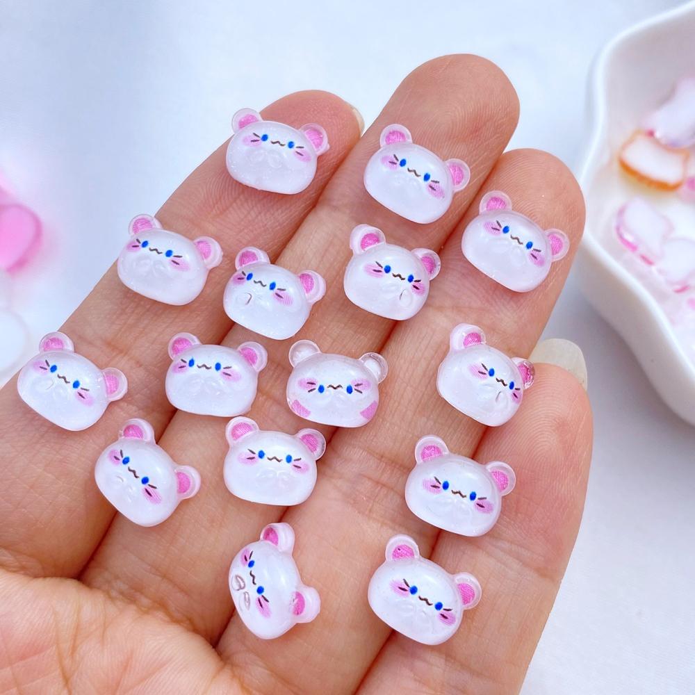 50Pcs New Cute Resin Mini Little Rabbit, Tiger, Cat, Pig Series Flat Back Manicure Parts Embellishments For Hair Bows Accessorie