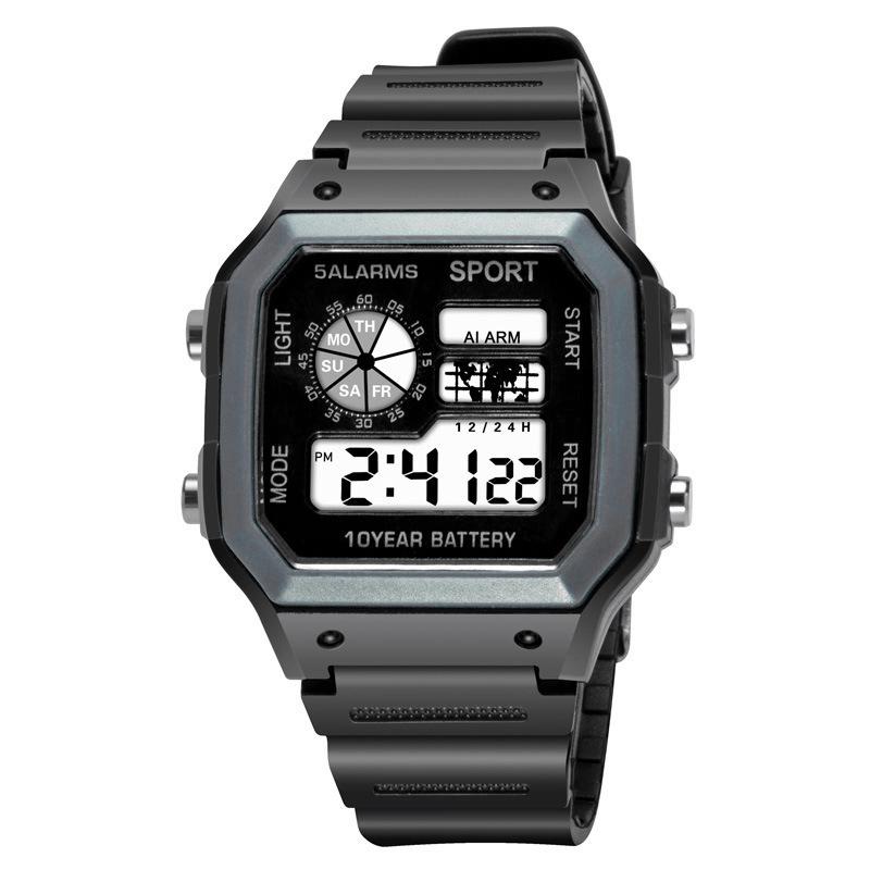 INS style men's small square adolescent student electronic watch, multi-functional temperament waterproof luminous watch