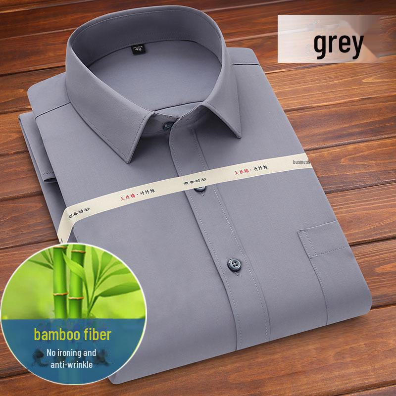 

Мужская рубашка из бамбука, не требующая глажки, в деловом стиле, белая, легкая в уходе, можно стирать в стиральной машине 39 (115-125 lbs)