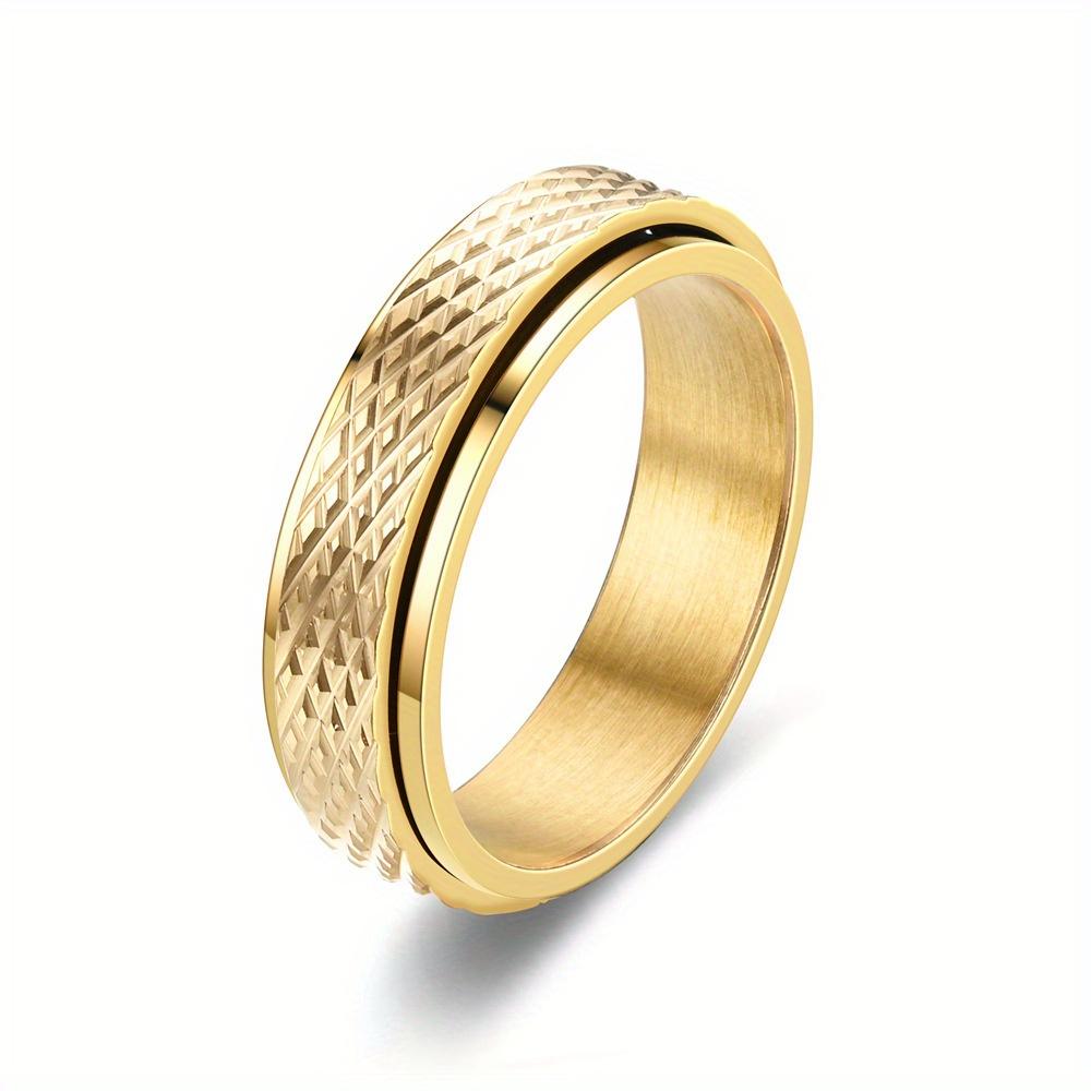 1Pc Fashion Fashion Stripe Rotatable Titanium Steel Ring Daily Wear | As A Gift