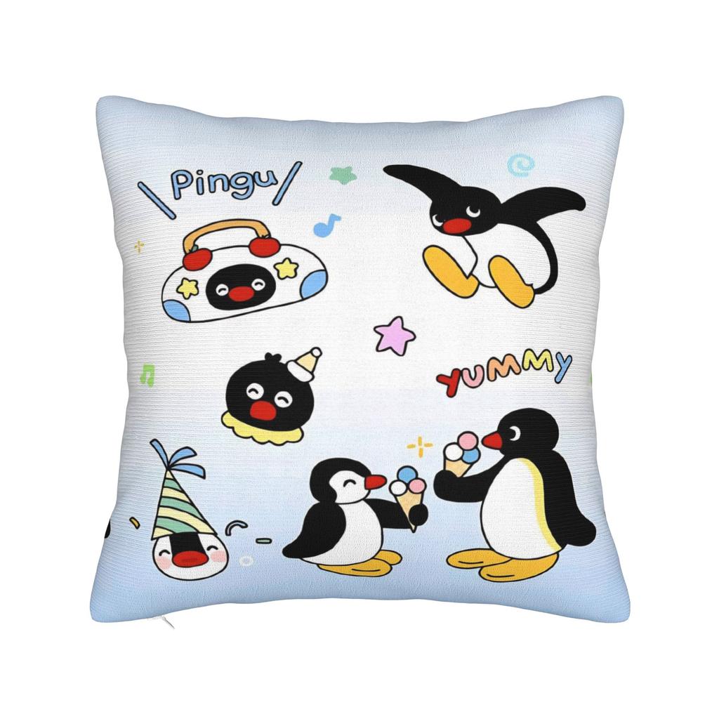 Noot Noot Poszewki na kwadratową poduszkę Pingu Pinga Pokrowiec na poduszkę z pingwinem Dekoracyjna poszewka na poduszkę do domu 18"x18"