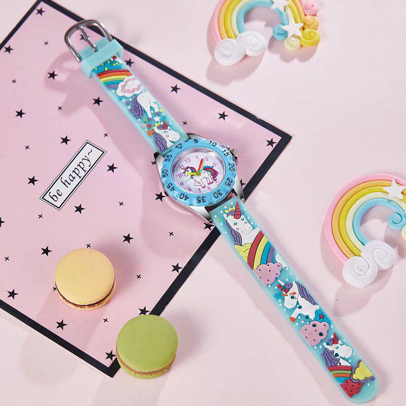 Unicorn Cartoon Children's Quartz Waterproof Watch for Primary School Boys and Girls