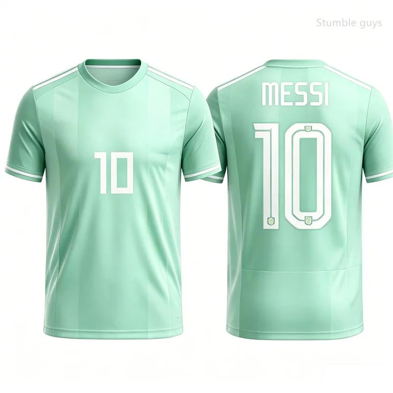 Men Messi No.10 Summer Football Short Sleeve T-shirt Jersey Fashion Oversized Daily Workout Wear Tops Kids Clothes