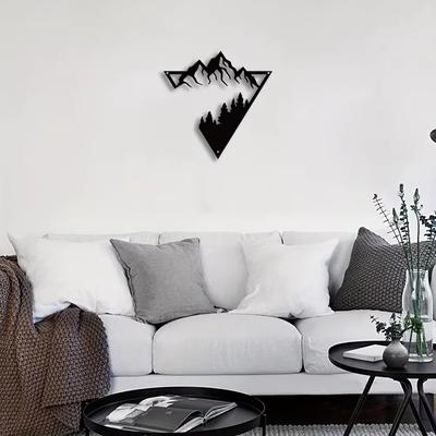 Mountain Scene Metal Wall Art: Modern Decor for Bedroom, Living Room; Beautiful Home and Office Wall Decoration