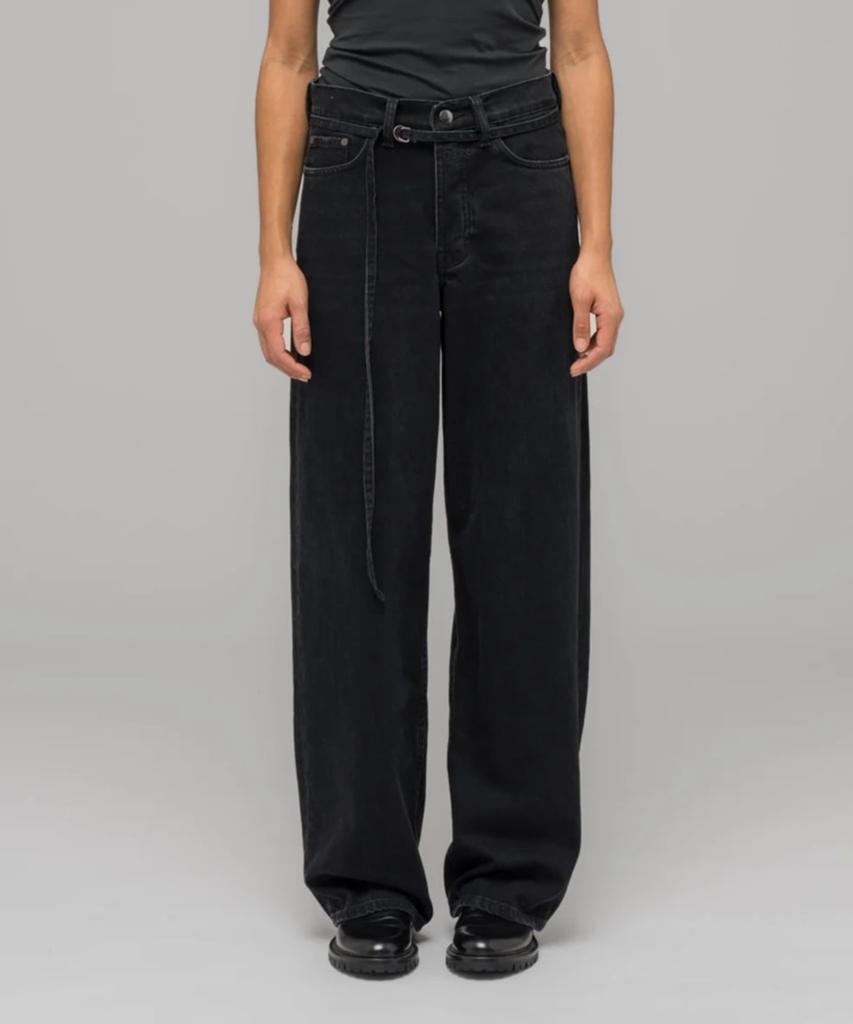 032Ssi (U) Down To Earth Wide Leg Jeans Washed Black