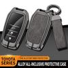 Nuova custodia in lega di zinco in pelle per chiave auto per CHR Hilux Fortuner Land Cruiser 200 Camry Corolla Crown RAV4 Highland