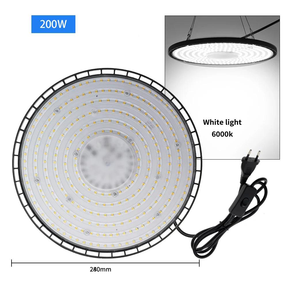 Super Bright UFO High Bay Light 100W 150W 200W Waterproof LED Industrial Lighting for Garage Gym Factory Warehouse