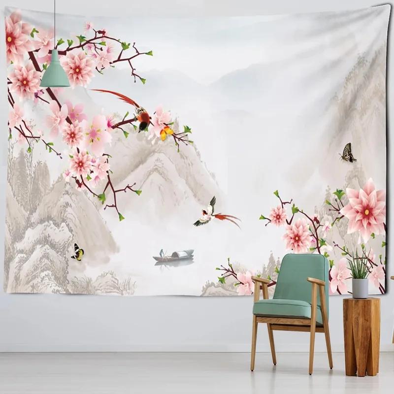 Home Wall Decoration Tapestry Flower and Bird Painting Mural Hanging Cloth Office Living Room Tapestry