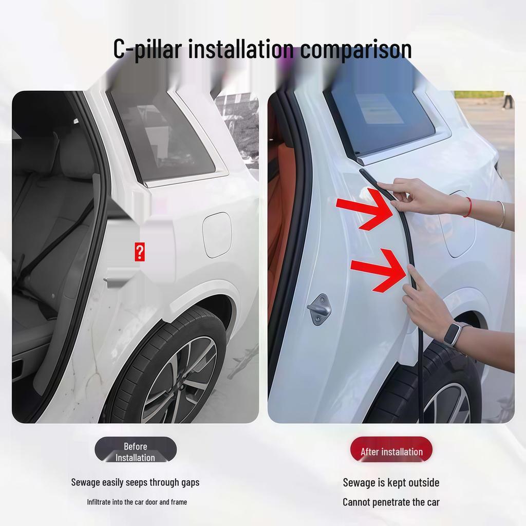 Universal Car C-Pillar Sealing Strip - Sound & Noise Insulation, Dustproof, Anti-Collision Rubber Strip