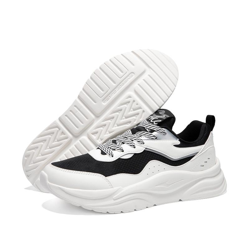 Hongxing Erke Comfortable Versatile Fashion Shock Absorbing Wear Resistant Breathable Low Top Casual Shoes Men Sneakers Black White 51125102540-003
