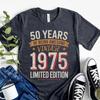 50th Birthday Shirt, Limited Edition Shirt, Vintage 1975 Birthday, 50 Years Old, 50th Anniversary Gift, Retro 1975 Shirt
