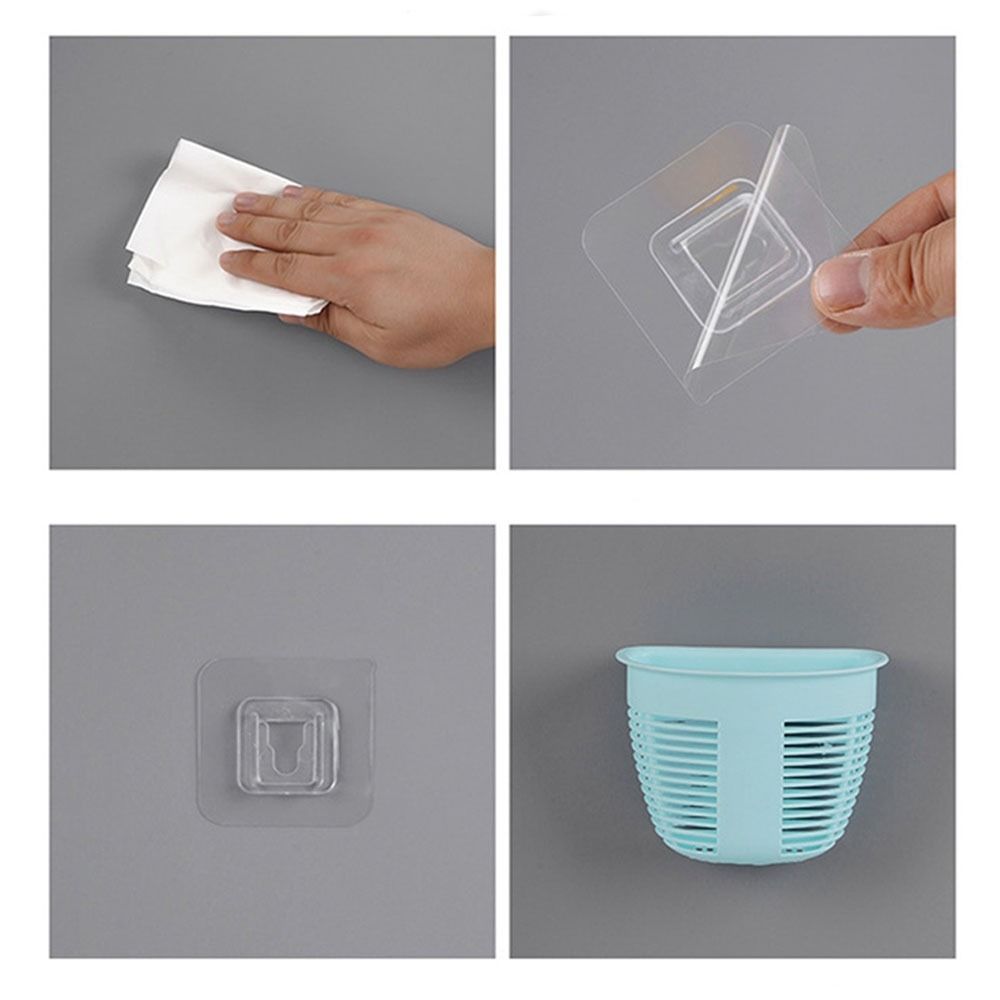 Hollow Wall Mounted Storage Basket Punching-free Sundry Storage Basket Small Drain Basket  Bedroom