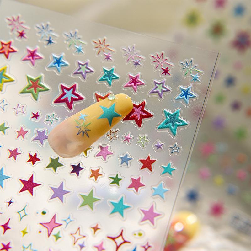 SKY Graffiti Style 6D Embossed Star Nail Art Stickers - Sweet, Colorful, 3D Adhesive Decals