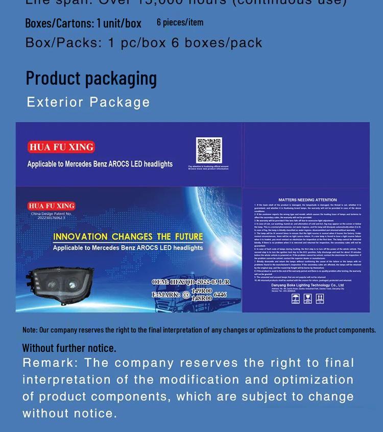 Mercedes-Benz AROCS LED Headlight Assembly for Heavy Duty & Concrete Pump Trucks 4143/3343