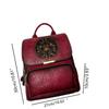 Vintage Embossed Women‘s Backpack Large Capacity Water-Resistant Chinese Style Backpacks Leather Travel Worker Commuter Rucksack
