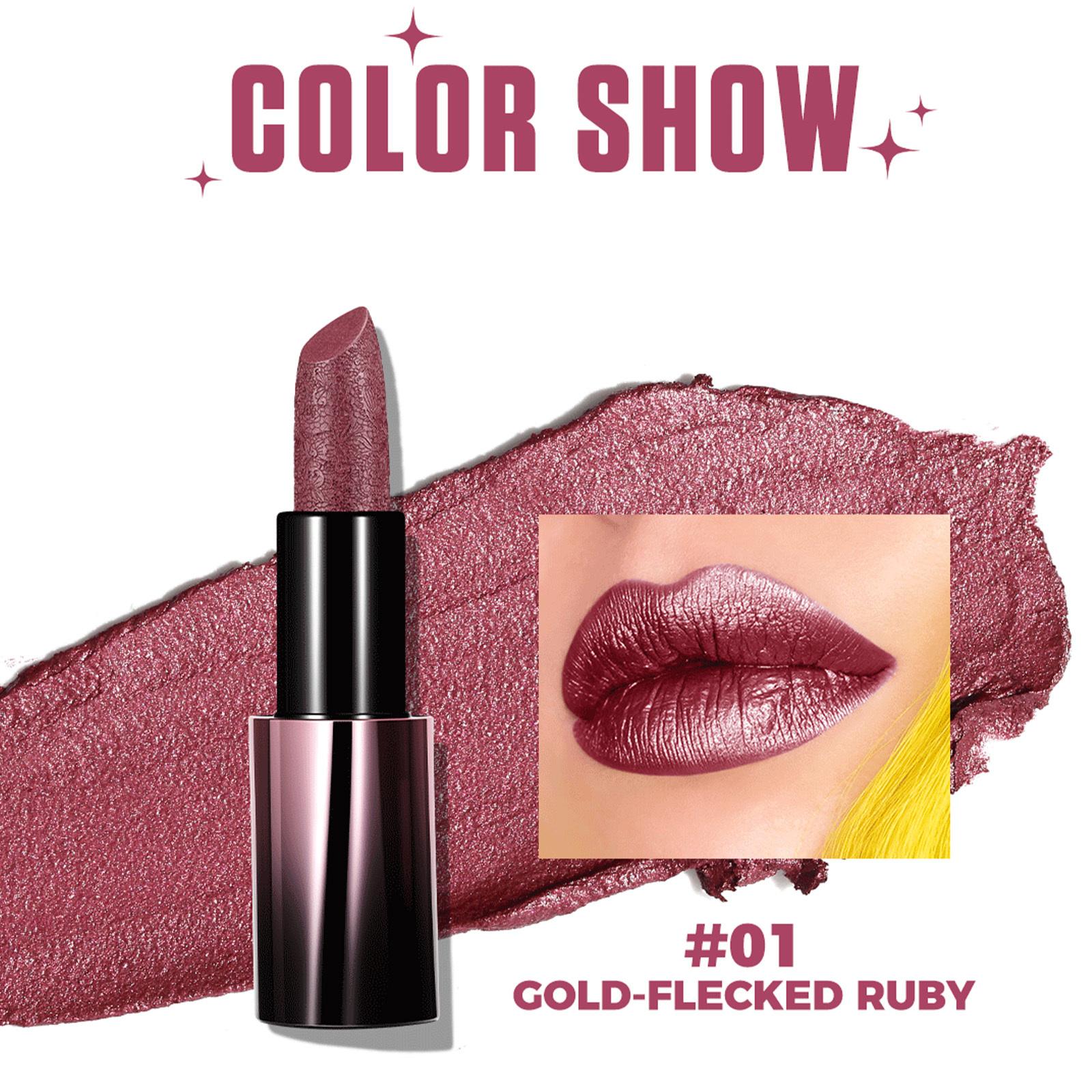 

Long-Lasting Metallic Lipstick, 1Pc – Hydrating Shimmery Color with Water-Resistant Wear One Size