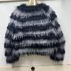 Real Raccoon Fur Women's Coat Young Style Fur Coat Women's Winter Short Slim Contrast Color Top