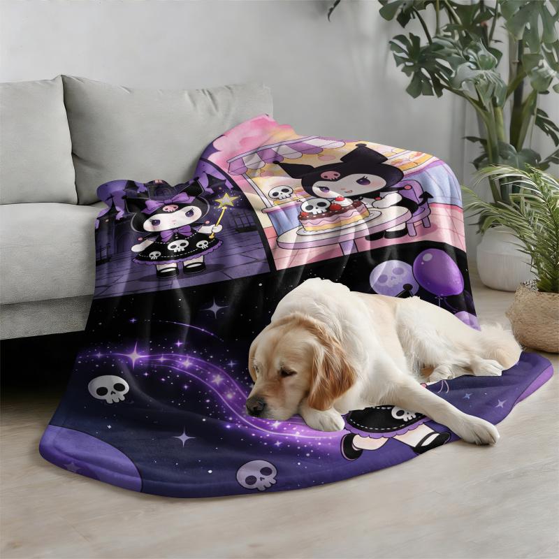 Kuromi Sweet Dark Throw Flannel Fleece Blanket Soft Warm Fluffy Cute Sofa Bed Cover Office Nap Shawl Lightweight Blanket Gift