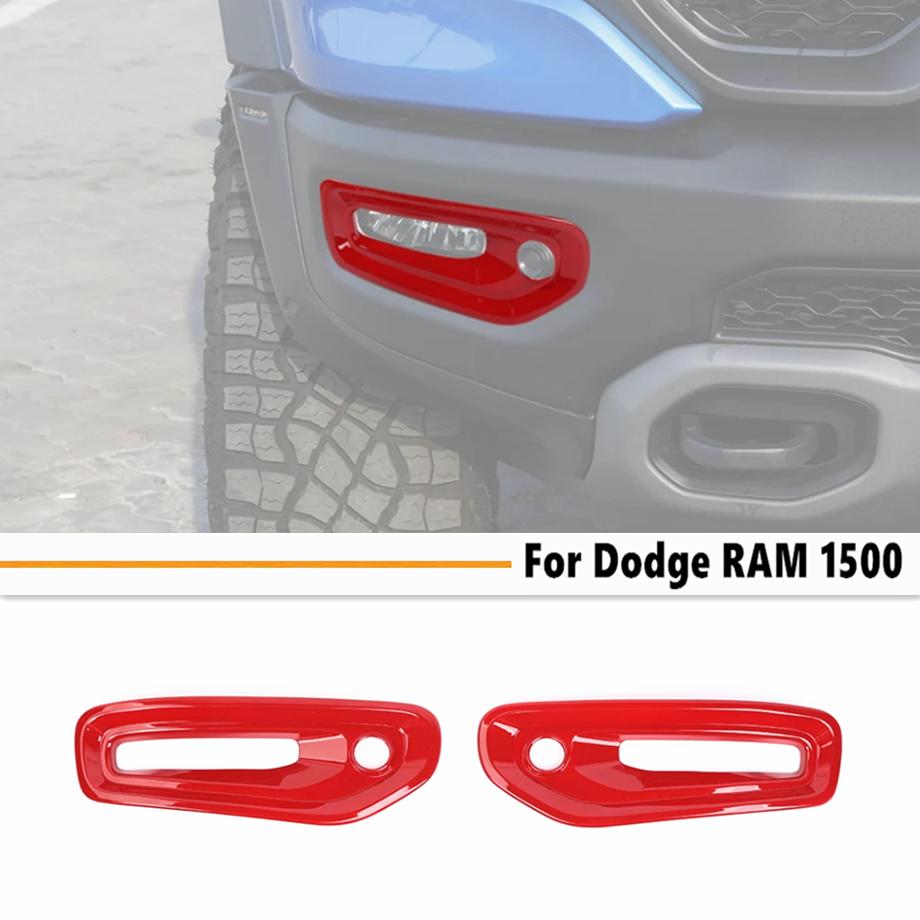 For Dodge Ram 1500 2019-2026 ABS Red Look Front Bumper Fog Light Lamp Cover Trim
