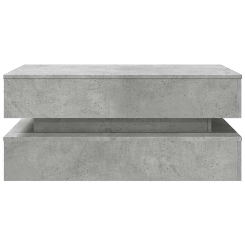 Coffee Table With LED Lighting, Concrete Gray, 90X50X40 Cm