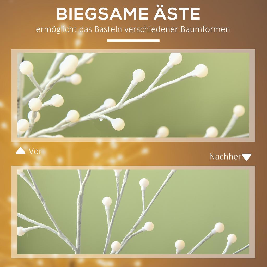 Artificial Birch with 120 LED Lights, 3 Brightness Levels, Foldable Branches, IP44, 150 Cm, White