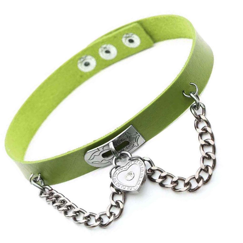 Punkowy Skórzany Choker Łańcuszek z Wisiorkiem Serce Naszyjniki Damskie Dziewczęce Biżuteria na Prezent