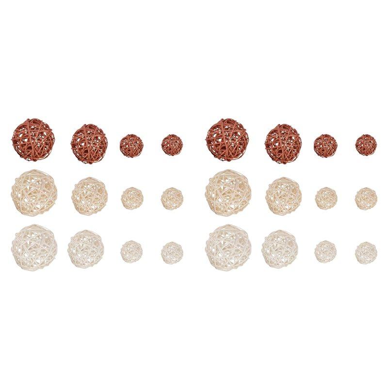 

24Pcs Rattan Balls Decorative Ball Orbs Vase Fillers Table Decor, For Ceiling Orb Grapevine Ball Decorations