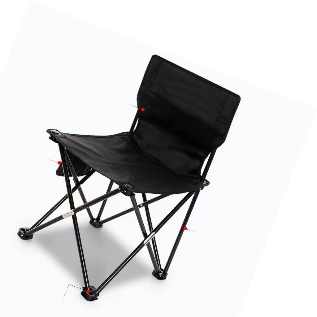 Camping Folding Chair Iron Tube Oxford Cloth Portable Outdoor Stool for Leisure Beach Picnic Black