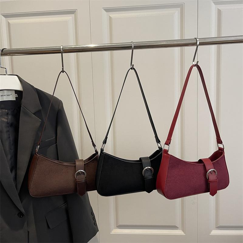 Women Simple Casual Solid Color Daily Commute Underarm Shoulder Small Square Bag