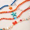 European-American Summer Ocean Necklace: Shell, Crab, Fish, Starfish Stone Pendant & Colorful Beaded Chain for Women