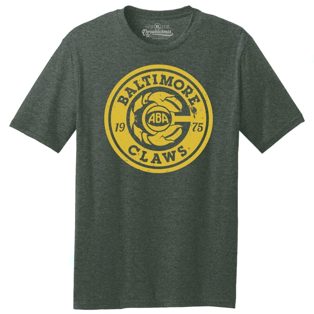 Baltimore Claws 1975 ABA Logo Basketball TRI-BLEND Tee Shirt - Green Heather