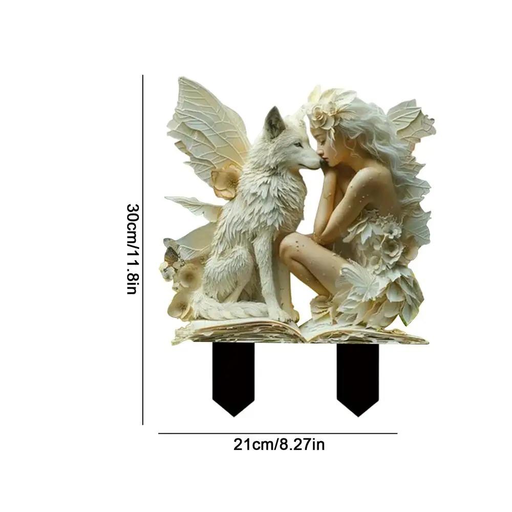 Elf Flower Pot Insert Plaque,Bohemian Fairy Flower Pot Decoration,Garden Fairy Statue, Fairy Garden Flower Pot Accessories