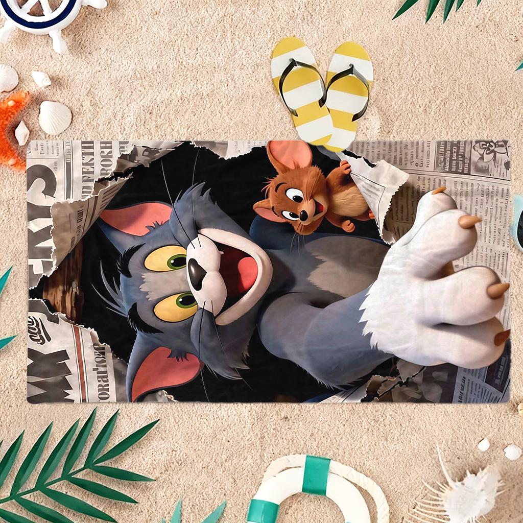 Tom&Jerry Graue Maus Strandtuch Schnelltrocknend Super Saugfähig Geeignet für Strandurlaub Pool Sommer Lustiges Geschenk für Freunde 80cm×160cm
