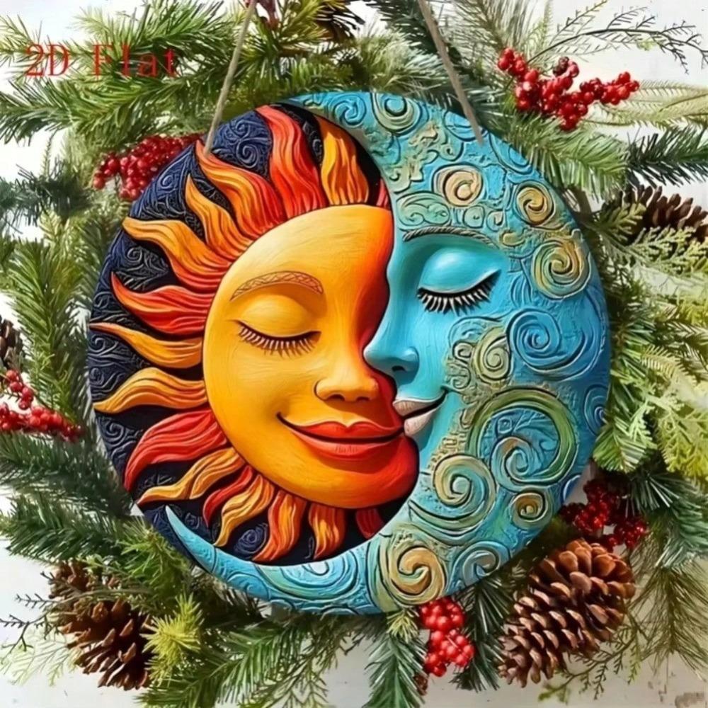 Sun Moon Metal Wall Art 1 Piece 2D Iron Painting Home Decor Gift